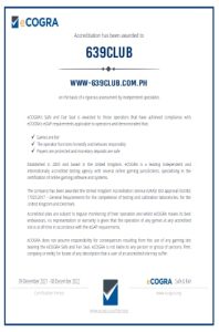 639CLUB Licensed by eCOGRA